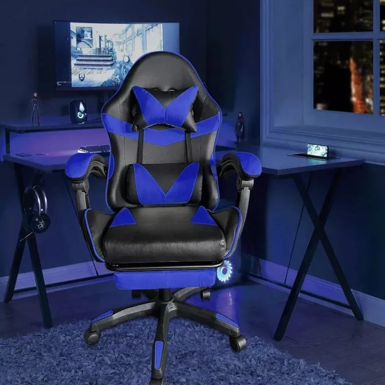 Cadeira Gamer Ergonômica em Couro com Descanso para os Pés