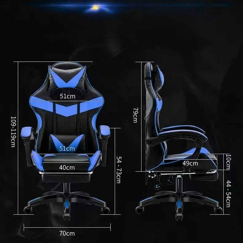 Cadeira Gamer Ergonômica em Couro com Descanso para os Pés