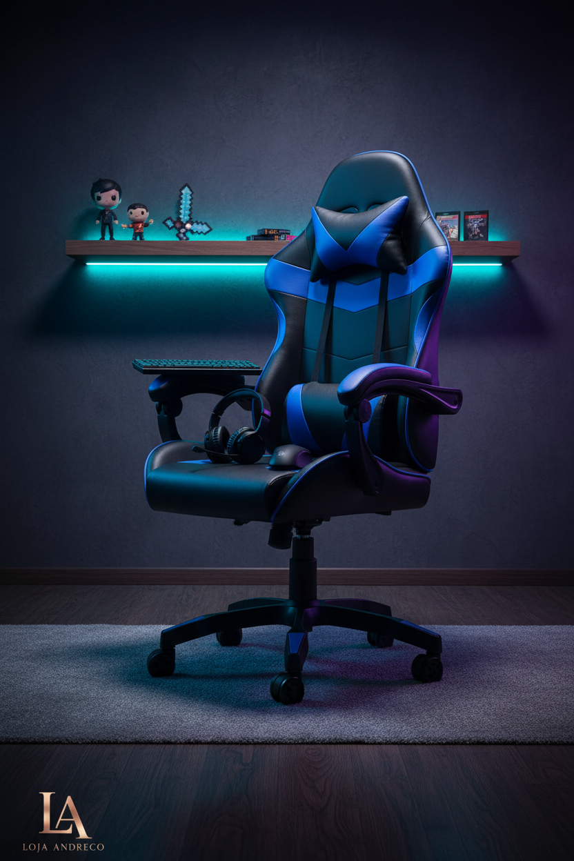 Combo Gamer Pro – Cadeira Ergonômica com Descanso de Pés + Teclado, Mouse e Headphone Sem Fio