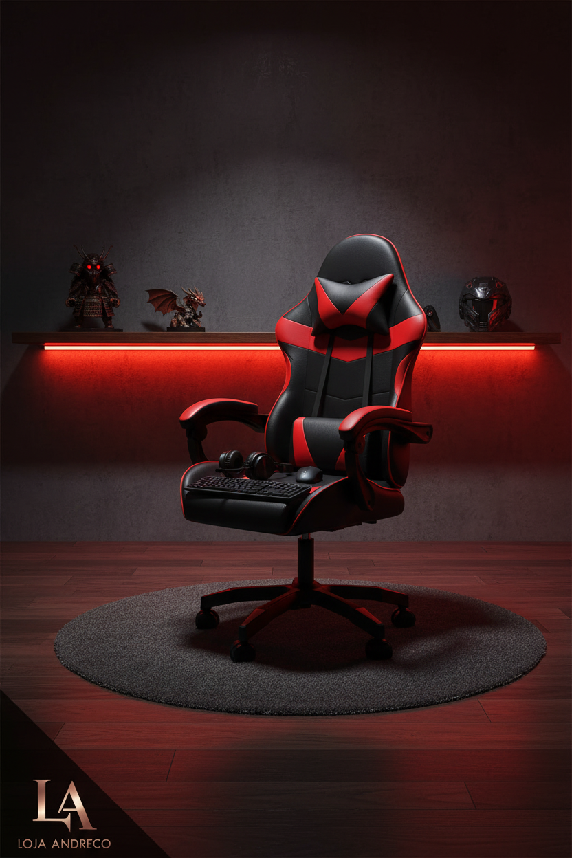 Combo Gamer Pro – Cadeira Ergonômica com Descanso de Pés + Teclado, Mouse e Headphone Sem Fio