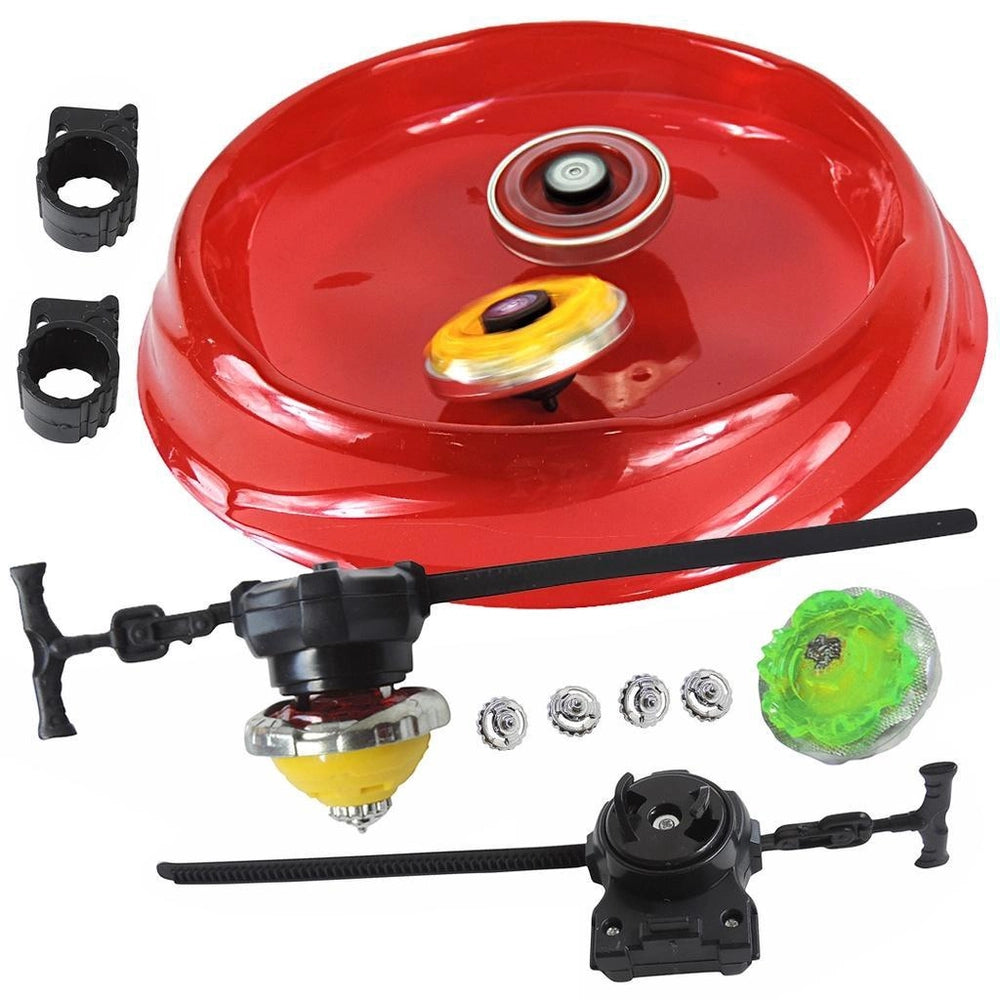 Kit Com 4 Beyblade Metal Led 2 Lançador 1 Arena