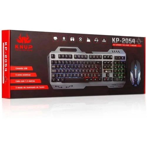 Kit Gamer Teclado Semi Mecânico E Mouse Led Usb Pc