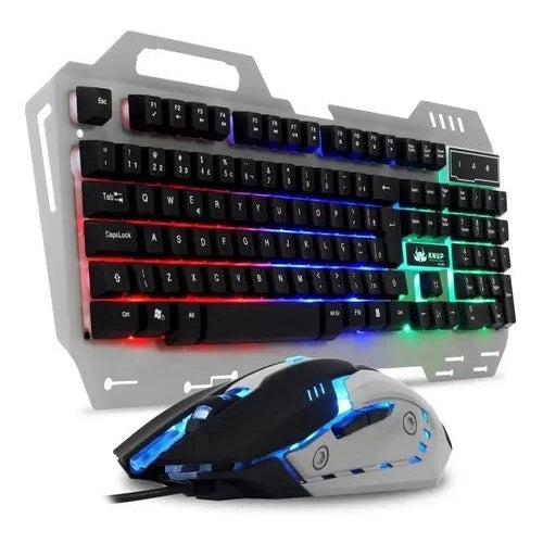 Kit Gamer Teclado Semi Mecânico E Mouse Led Usb Pc