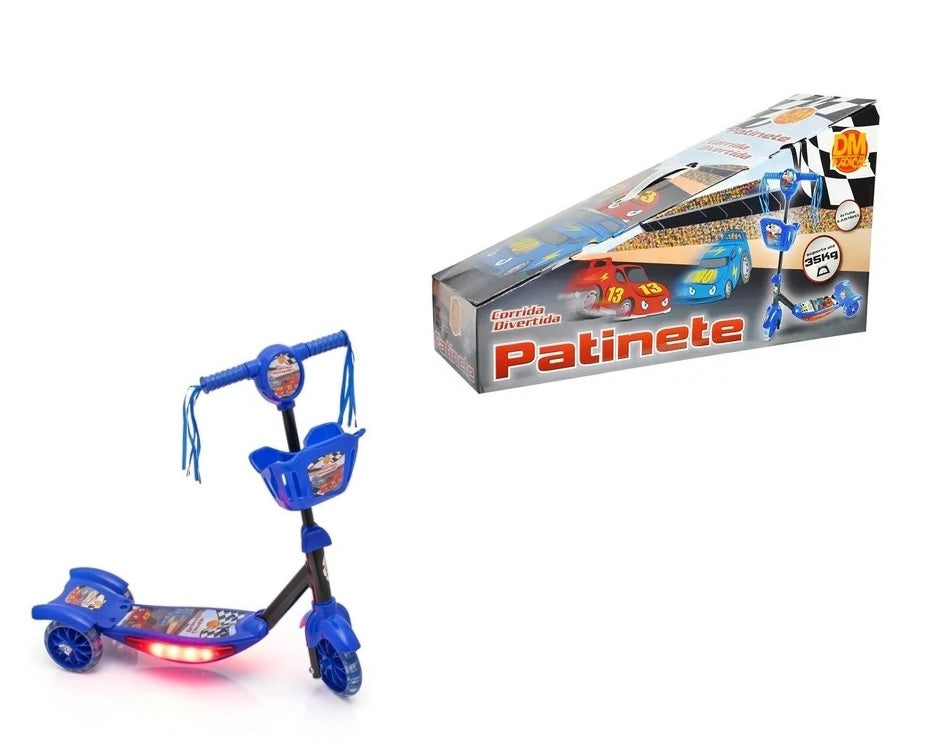 Patinete Azul  Infantil Corrida Divertida Luz E Som 4