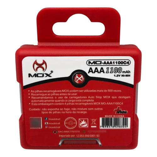 Pilha Recarregável AAA 1100mah 4 Unidades