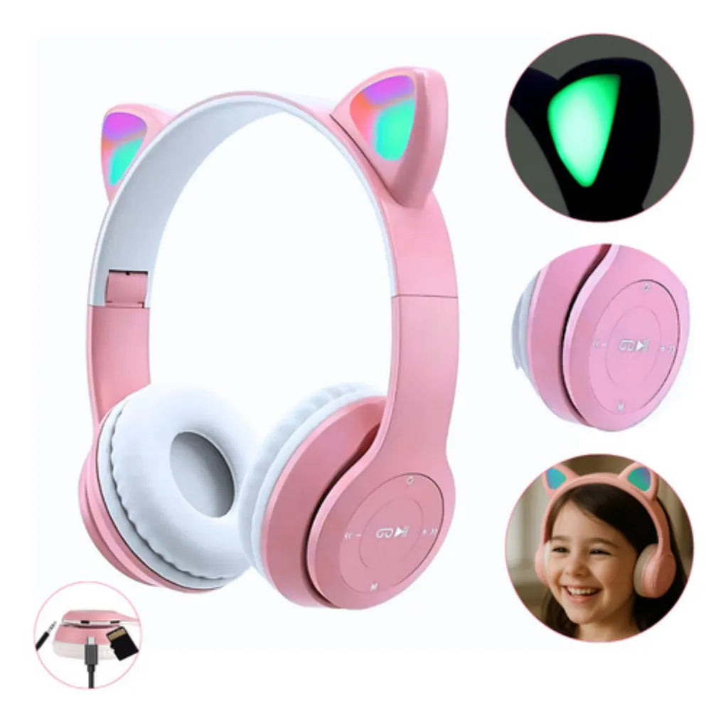 Headphone Com Bluetooth Gatinho LEF1024